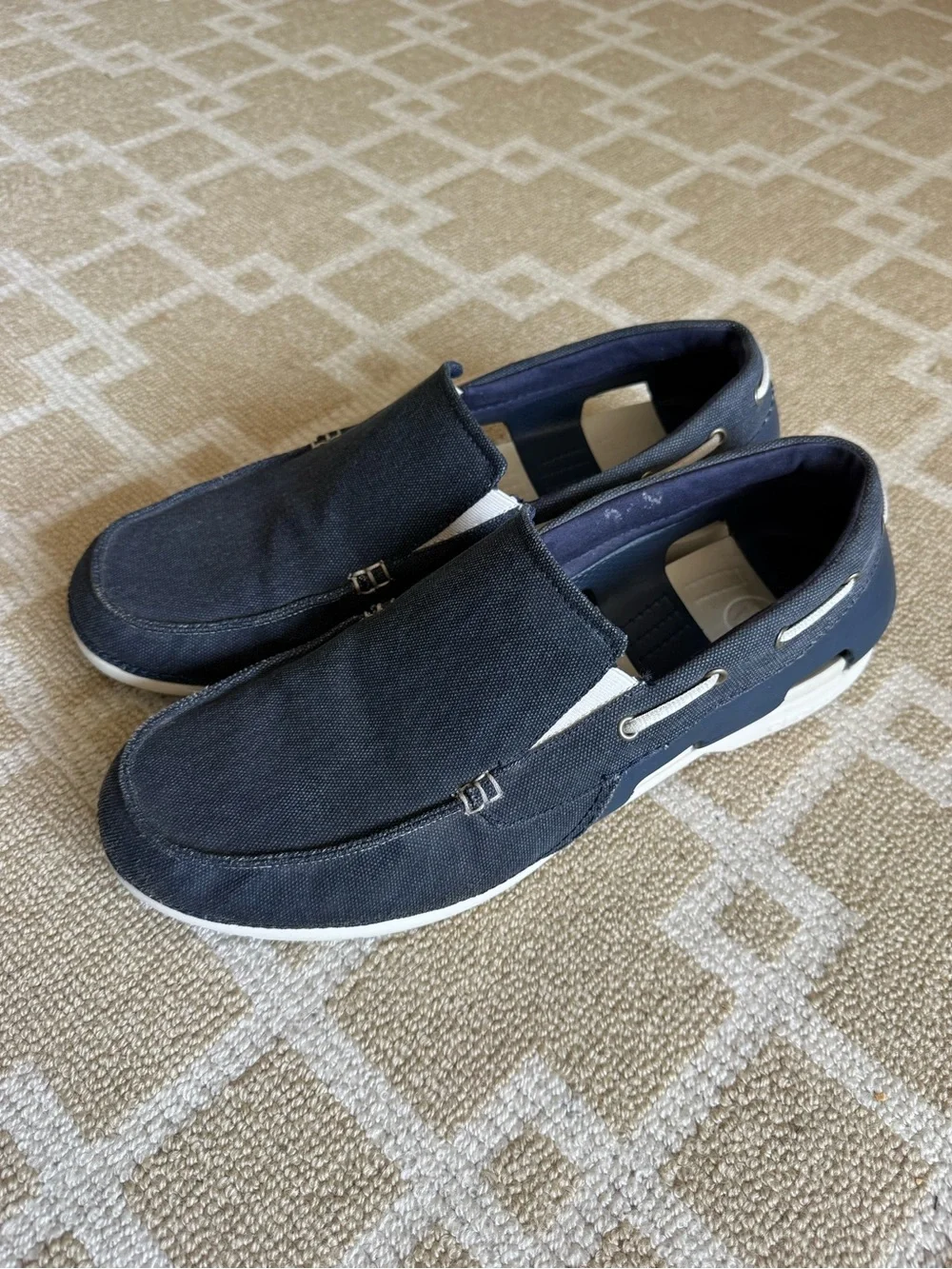 Crocs Santa Cruz Canvas Loafers Slip On Boat Shoes Navy Men’s 13